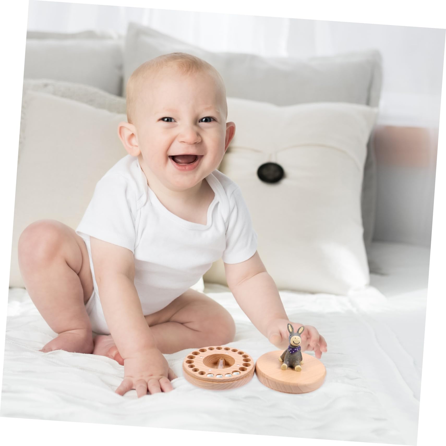 ERINGOGO 1juego Caja De Recuerdos Para Dientes De Leche Infantil Organizador De Almacenamiento De Dientes Deciduos Diseño De Animales De Cuento Para Bebés y Incluye Espacios Para Fechas y