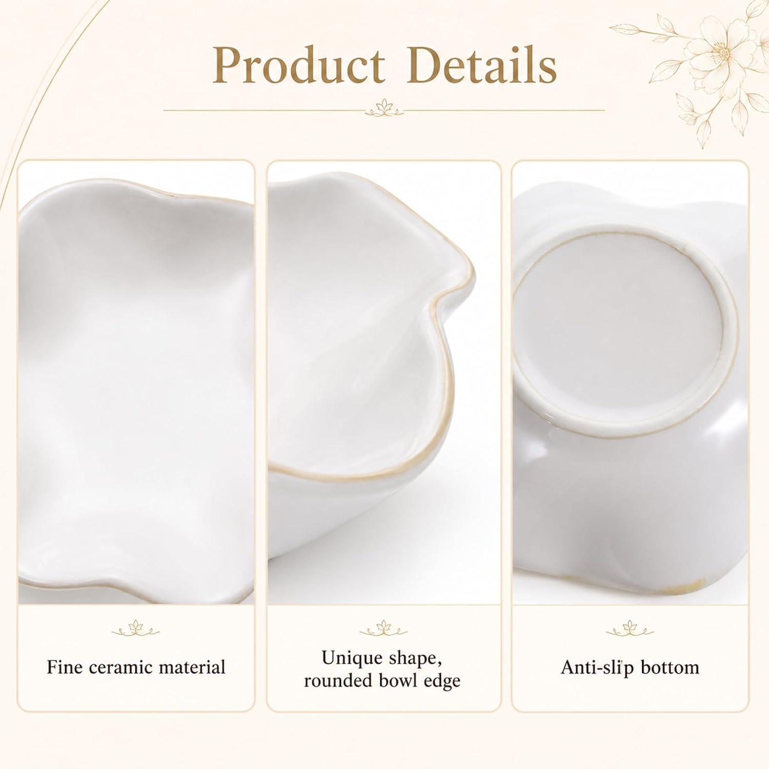 9 Pcs Ceramic Jewelry Dish Bulk White Lotus Leaf Shape Ring Holder Dish, Small Key Bowl Decorative Ring Tray, Ceramic Trinket Tray for Earrings, Rings, Key Bowl (White, 4.3in)