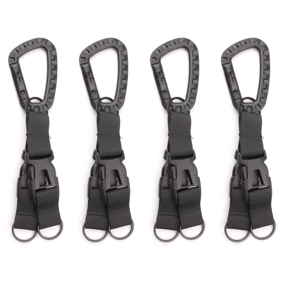 TERRIFI Multifunction Nylon Military Hanging Buckle Tactical Key Hook Webbing Belt Carabiner Clip Handing Belt Clip Backpack Buckle Waist Bag Holder Accessories 4PCS