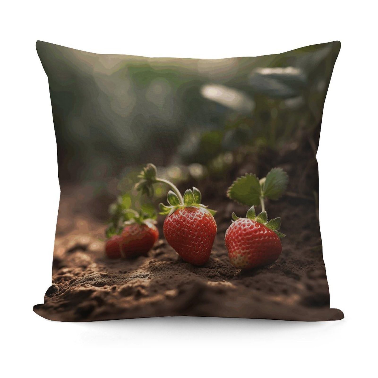 Adfgyerh Style Strawberries In The Soil Decorative Pillow Covers, Throw Pillow Covers Soft For All Seasons, Pillowcases For Couch Living Room Sofa Bedroom 18X18 Inch