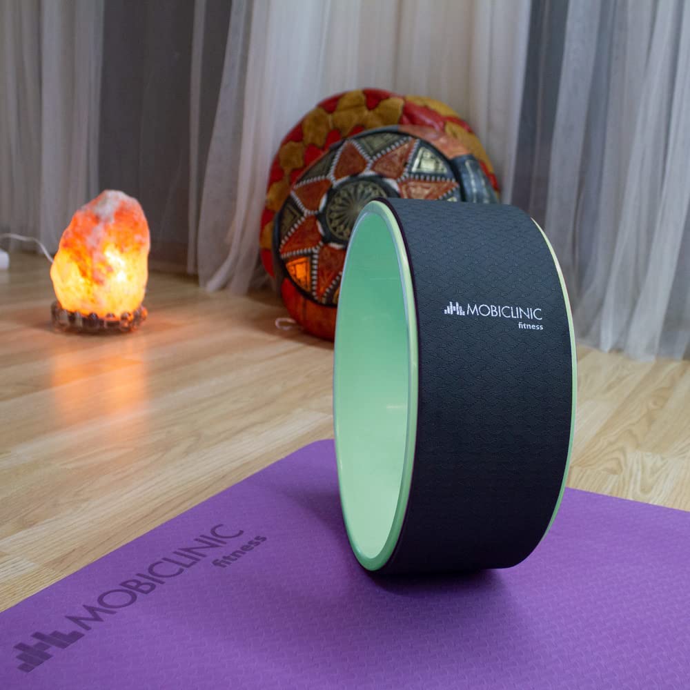 Mobiclinic® Fitness, Cerchio Yoga, Antiscivolo, Multifunzionale, Facilmente Lavabile, Migliora la Tua flessibilità e Resistenza, Wheel, 30 x 13 cm, Accessori, Nero Turchese