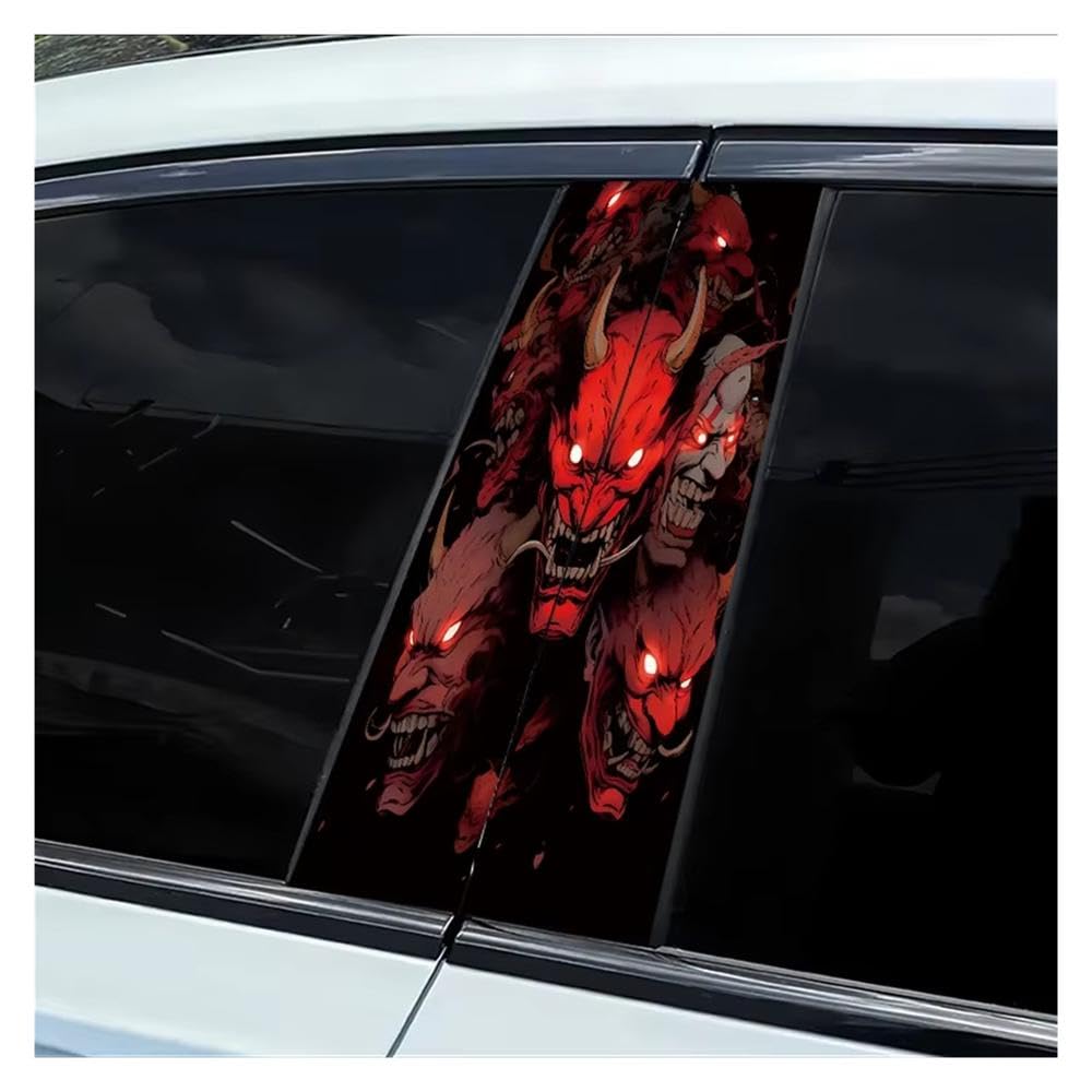 Dabhuoc One Color Car Parts 2 Pcs Car Door Pillar Decoration Sticker Demon Head Smooth Material Protection Film