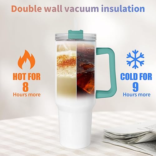 Miniatura 4 de AGH Vasos de sublimación de 40 onzas con asa y popote, paquete de 12 tazas de viaje reutilizables aisladas con tapas a prueba de fugas y pajitas de