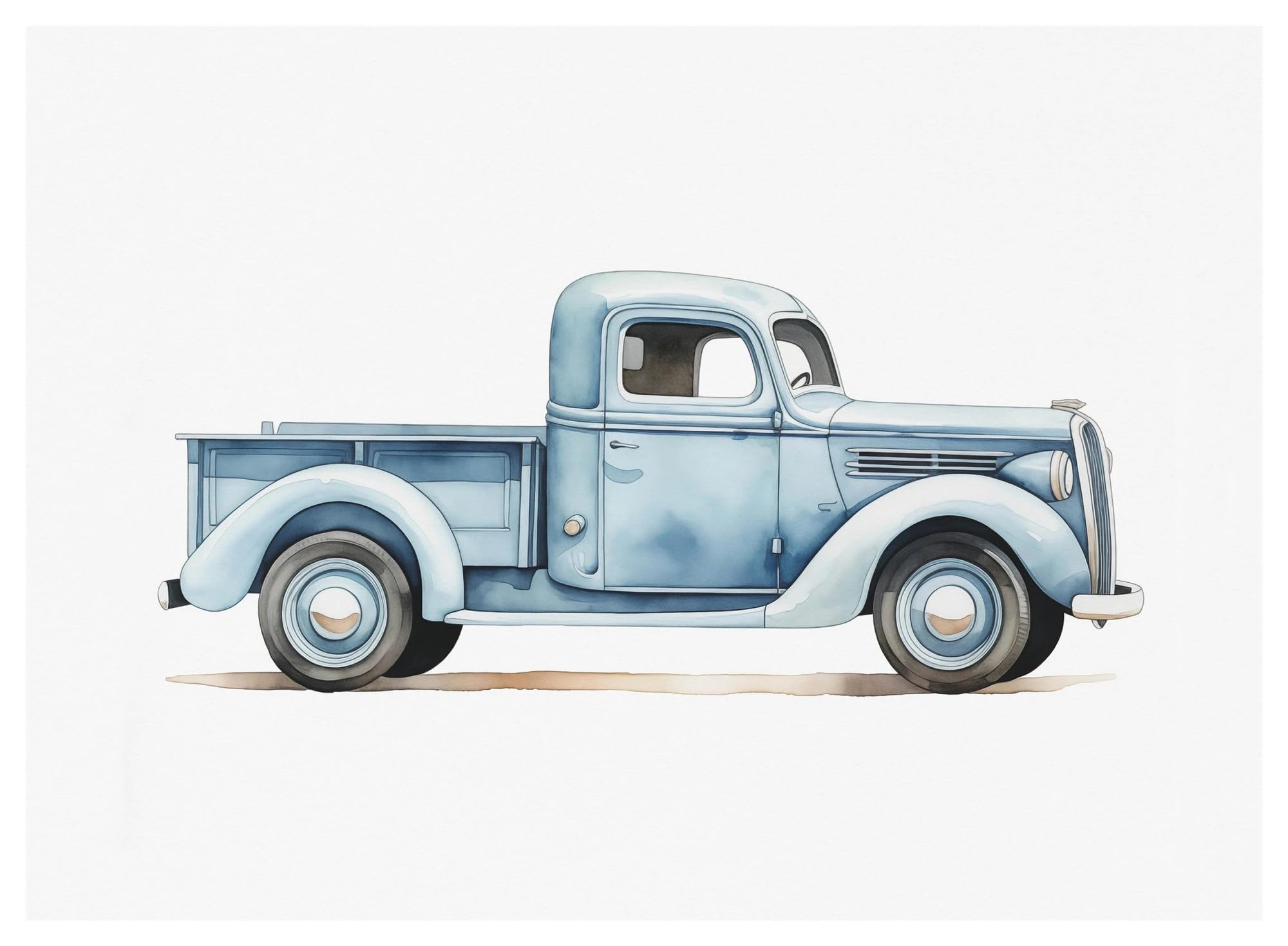 Toile voiture classique bleu clair aquarelle poster rétro décoration murale salon maison 40x60
