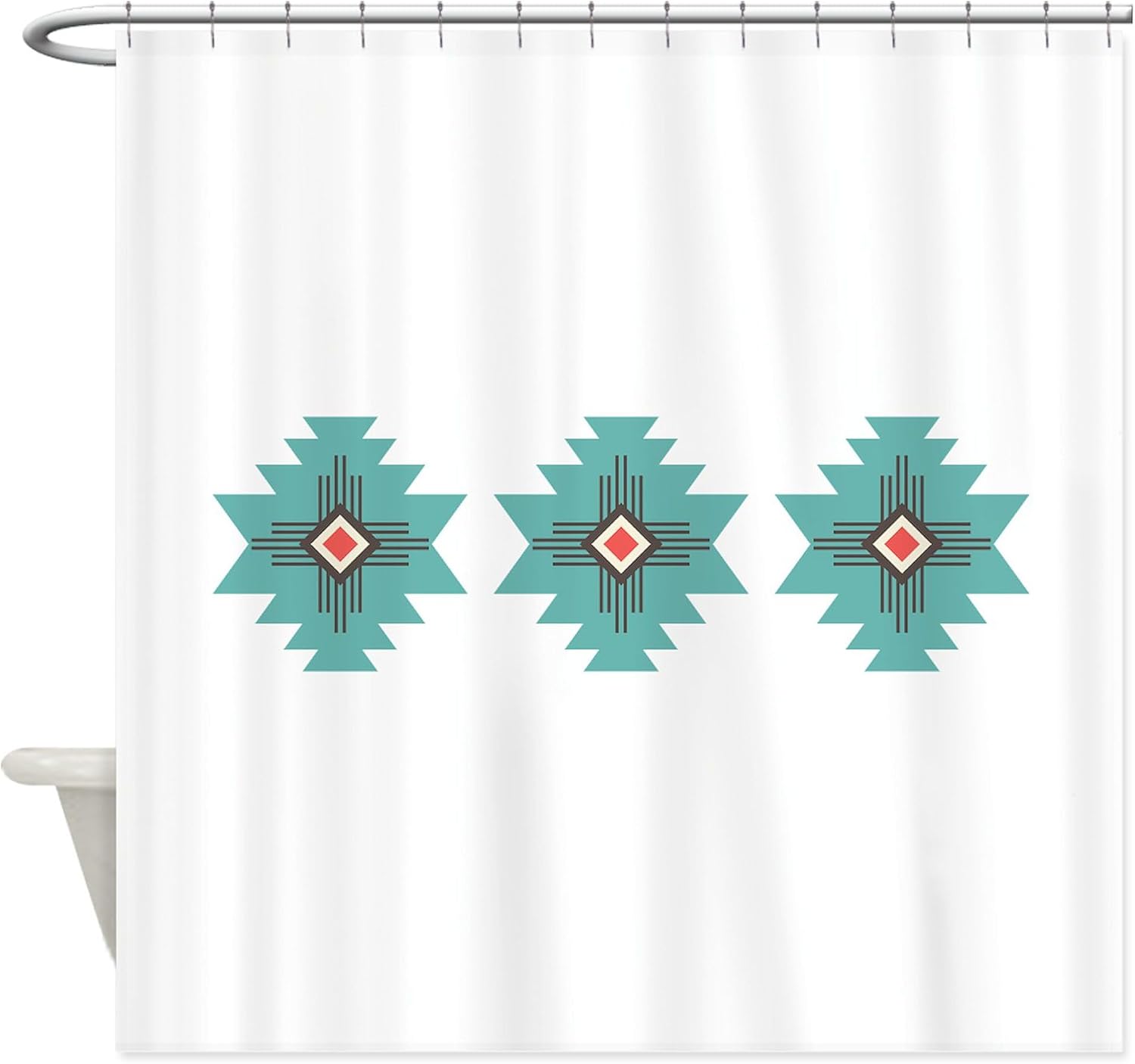 CafePress Southwest Native Border Decorative Fabric Shower Curtain