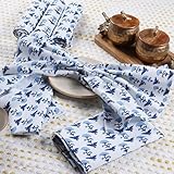 TARAN LIVING Servilletas de tela de algodón natural, reutilizables, lavables a máquina, para eventos, decoración del hogar, color azul, 45,7 x 45,7 cm, paquete de 4