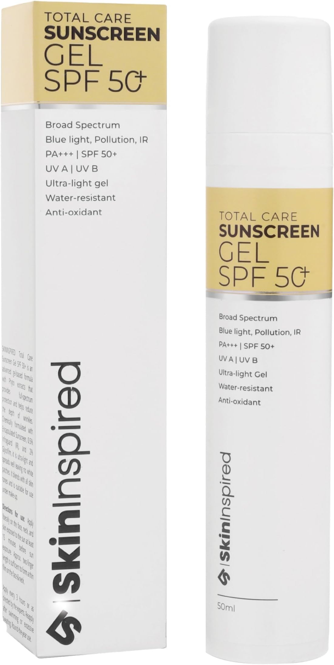 Total Care 2% Glycofilm 0.5% Infraguard Sunscreen Gel Spf 50+ | Broad Spectrum Pa+++ UVA, UVB, IR, Blue Light Protection | No White Caste | best sunscreen for all skin type | 50 ml