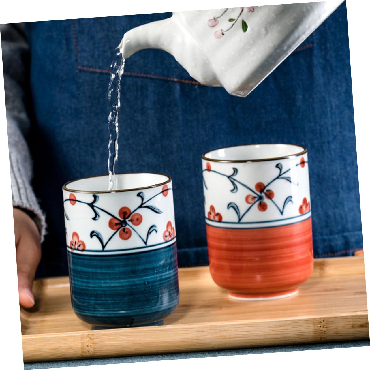 Ciieeo 2piezas Tazas De Cerámica Japonesa Pintadas Mano Para Té y Agua Decorativas y Prácticas Para Casa y Cafetería