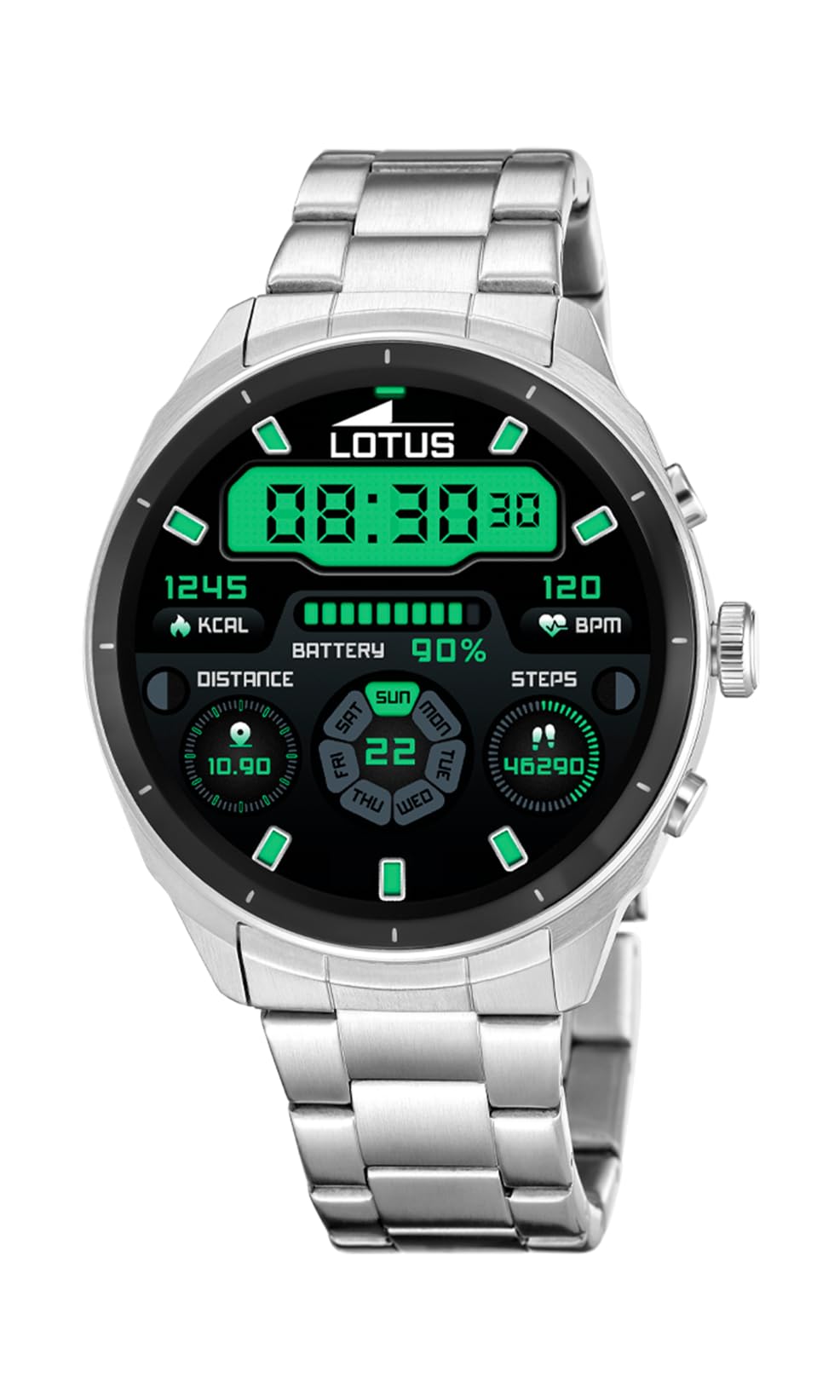LOTUS Reloj Inteligente Hombre - Smartwatch Hombre de Acero Inoxidable 316L - Resistente al Agua IP65 - Voz IA, Control Música, Cuenta Pasos y Calorías, Teléfono 50206/​1 Nexo - Smartime 2nd Gen