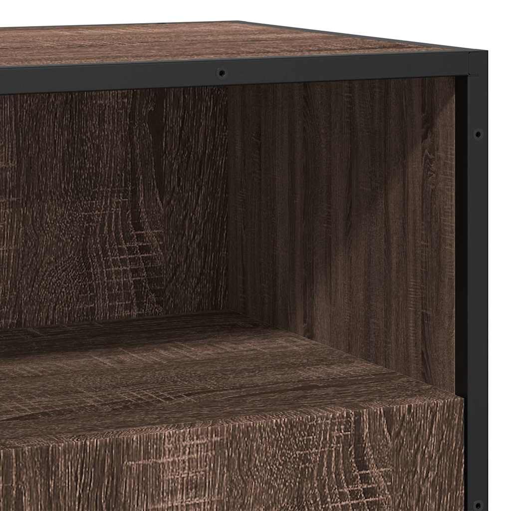 Komoda bruin eiken 68x35x76 cm houtvezelplaat metaal stabiliteit opbergkast industriële stijl woonkamer hal keuken meubel