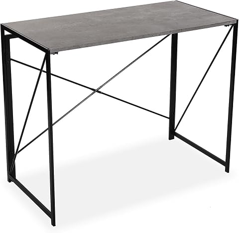 Versa Jack Escritorio Plegable para el Ordenador, Mesa para la Habitación o Estudio. Mesa Gaming, Medidas (Al x L x An) 74 x 45 x 90 cm, Madera y Metal, Color Gris
