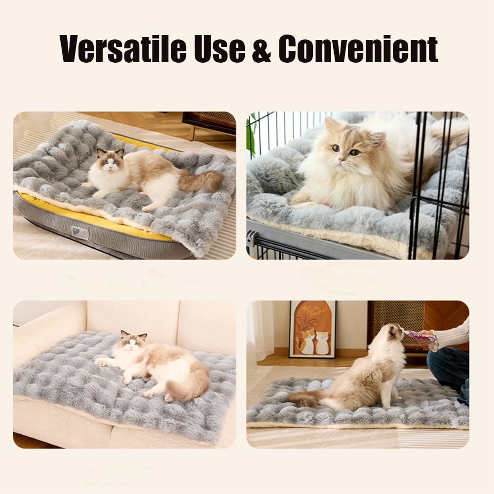 Jyswx Washable Plush Dog Bed Mat, Soft and Fluffy Crate Mattress with Anti-Slip Bottom, Perfect for Small to Large Dogs (Grey - Image 4