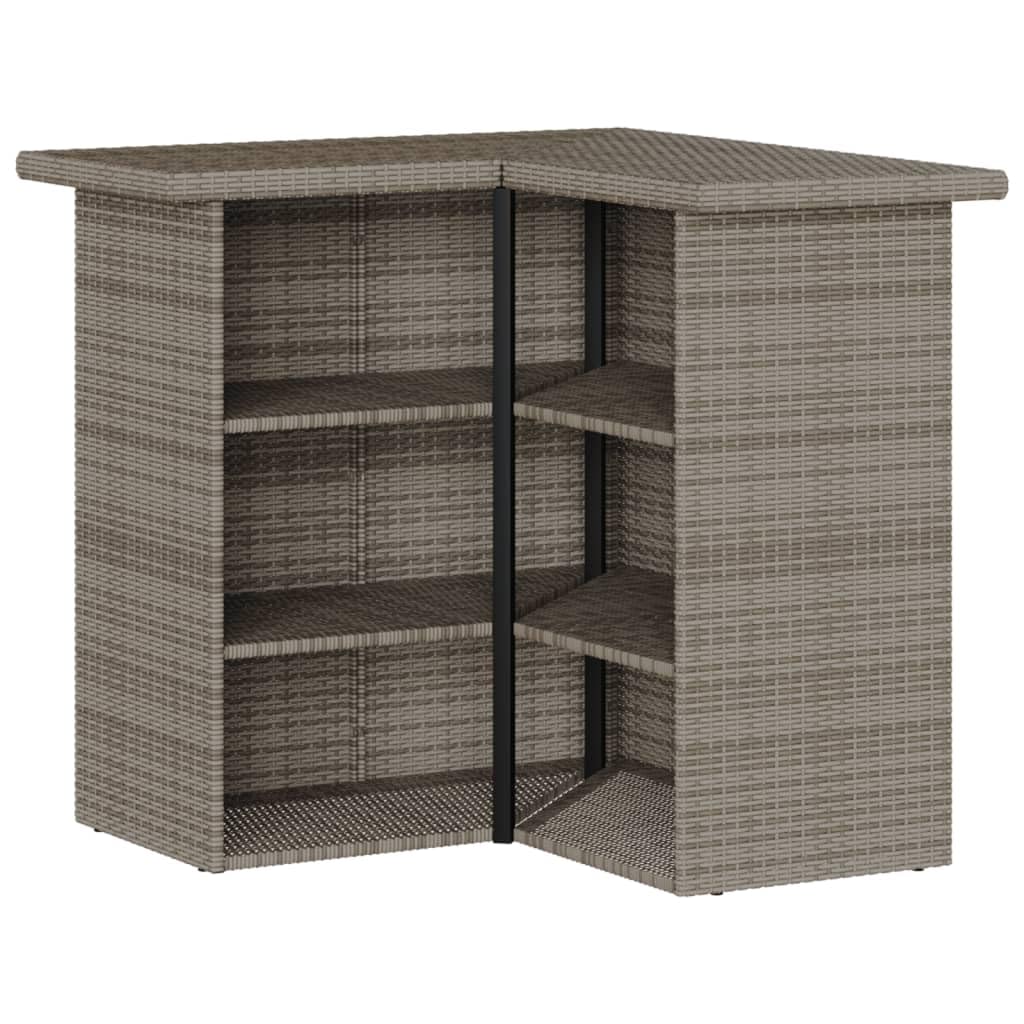 vidaXL Juego de Bar de jardín de 5 Piezas con Cojines ratán PE Gris, Mesa Alta y taburetes de Exterior, Juego de Bar, Juego de Muebles