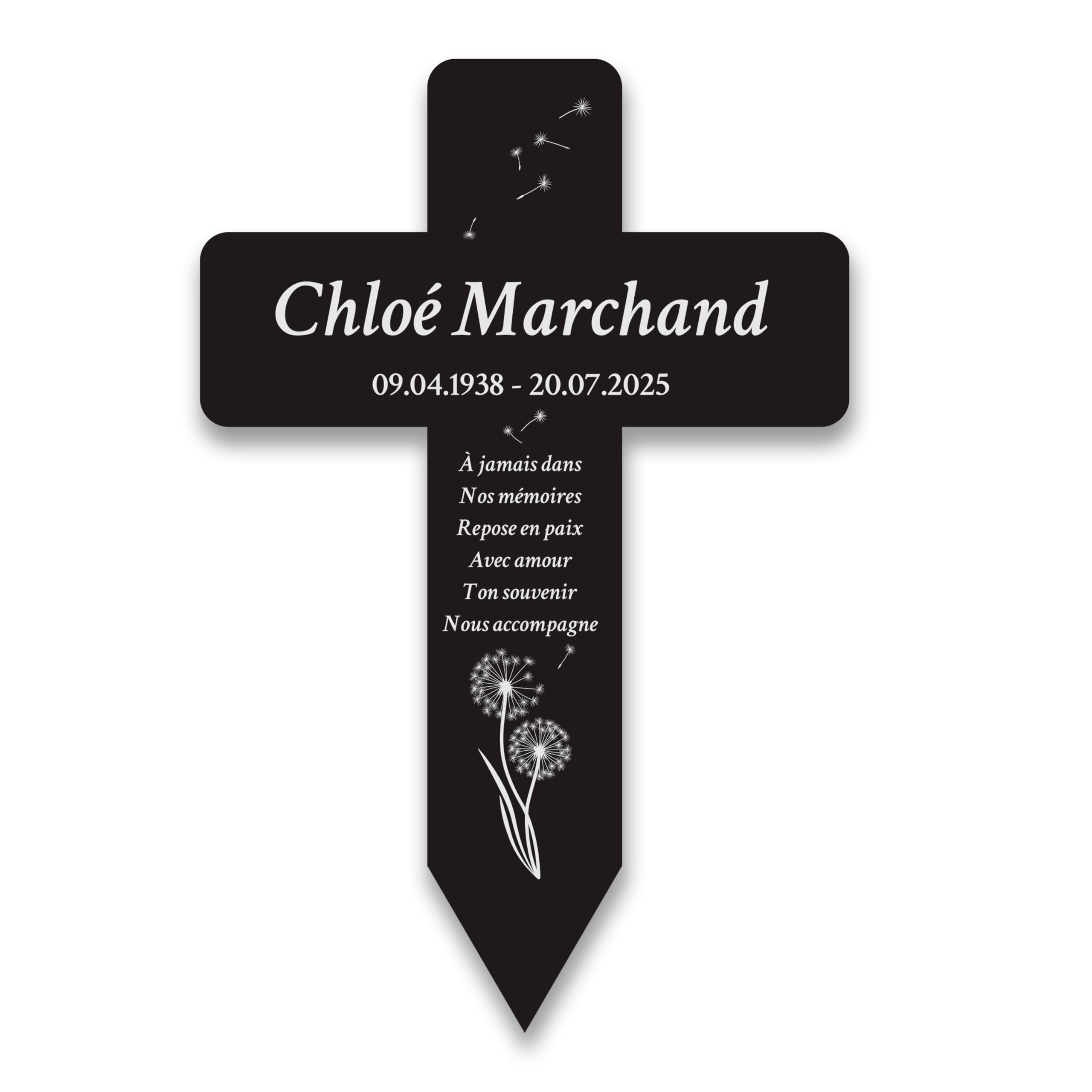 LAUBLUST Croix funéraire personnalisée en acrylique avec texte gravé – Décoration de tombe 2 tailles