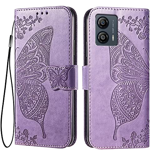 EASSGU Funda para Motorola Moto g73 (6.5' Inches) Flip Folio Carcasa Magnética de Cuero para Teléfono con 3 Ranuras para Tarjetas 1 Wallet, Case - Púrpura Claro