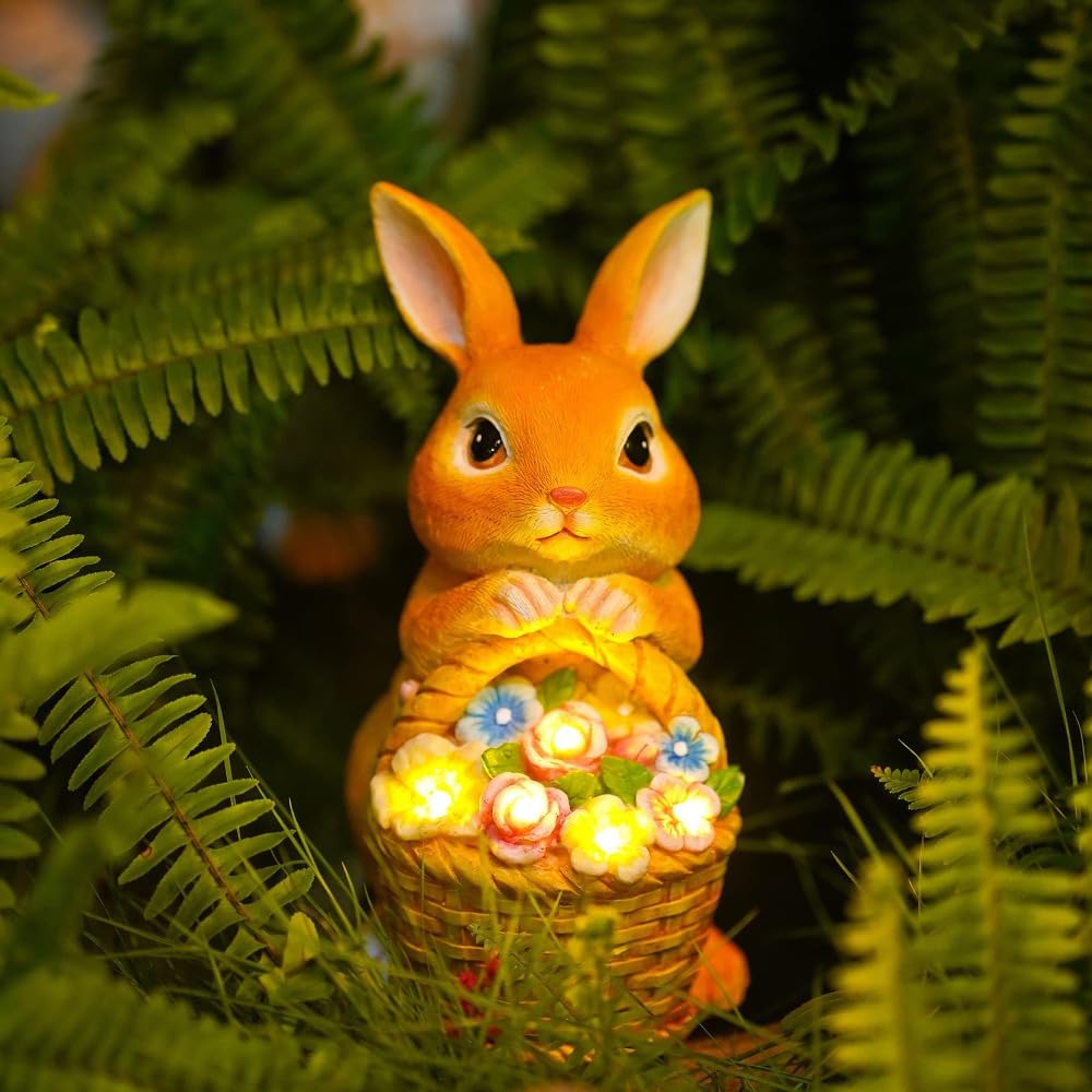 Lamantt Garden Object, Solar Light, Rabbit Animal Object, Garden Ornament, Garden Goods, Gardening Goods, Outdoor Waterproof, Outdoor Decoration, Interior Decoration, Cute, Birthday Gift, Garden : DIY