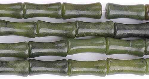 Miniatura 3 de JOE FOREMAN 30 cuentas naturales de jade verde oscuro de 0.197 x 0.472 in, cuentas de hueso de nudo de bambú para hacer joyas, energía energía