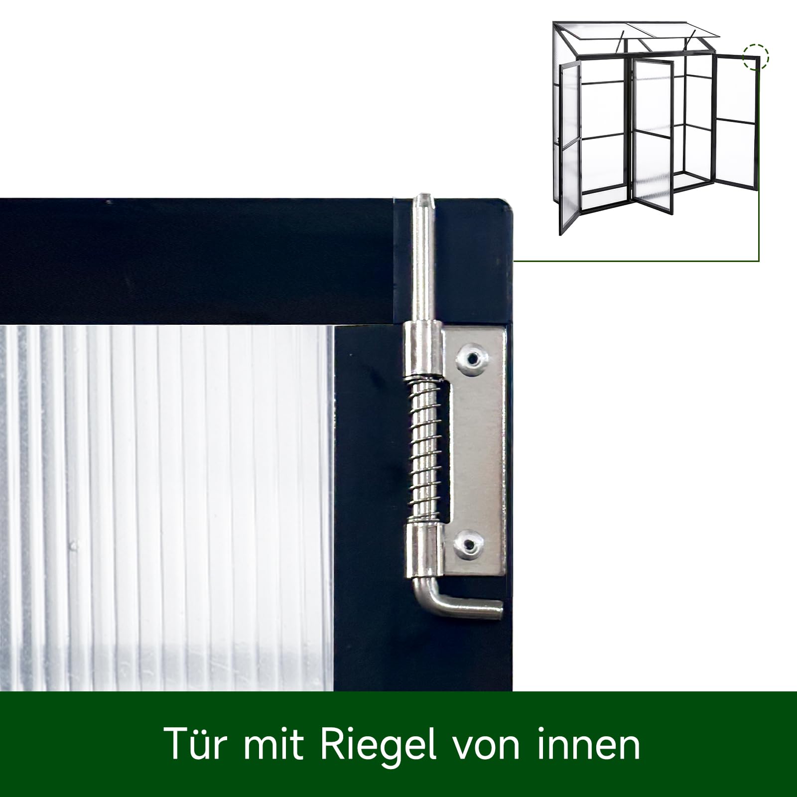 Aluminium Anlehngewächshaus Beistell Tomatengewächshaus klein Gewächshaus Dreitürig Treibhaus 190x55X180 cm schwarz