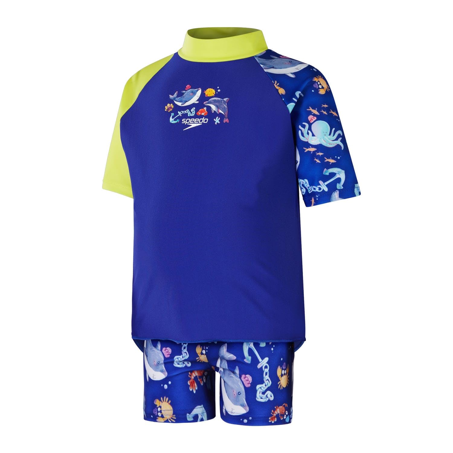 Speedo Conjunto de manga corta para niños y bebés, color azul
