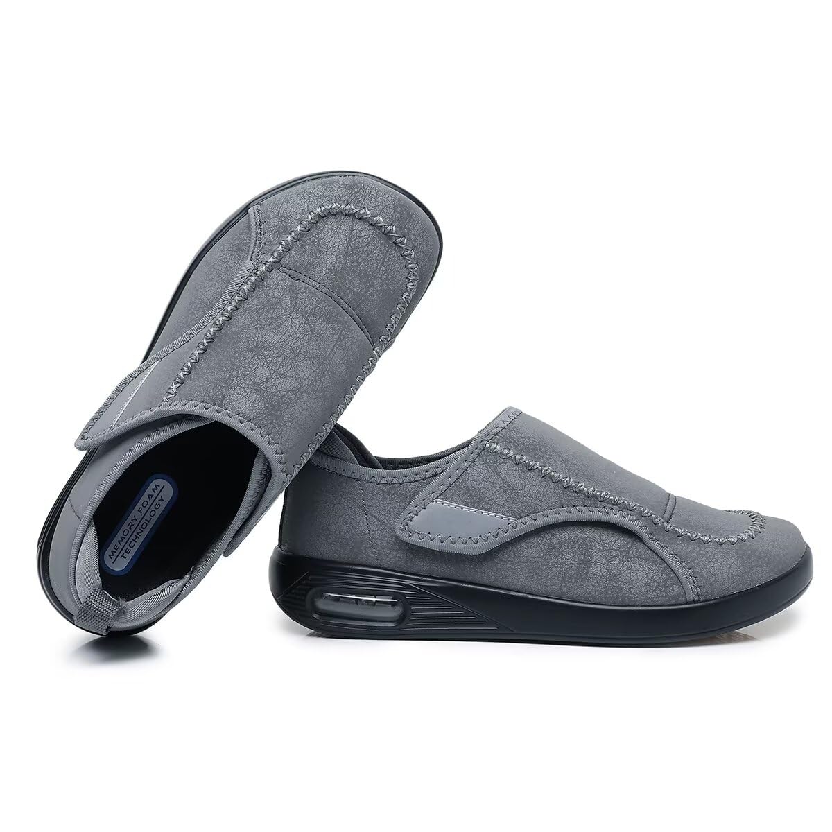 Scarpe Diabetiche Uomo e Donna con Chiusura a Strappo Regolabile, Scarpe Ortopediche Extra Larghe Antiscivolo Traspiranti per Anziani, Donne Incinte, Piedi Gonfi e Sensibili