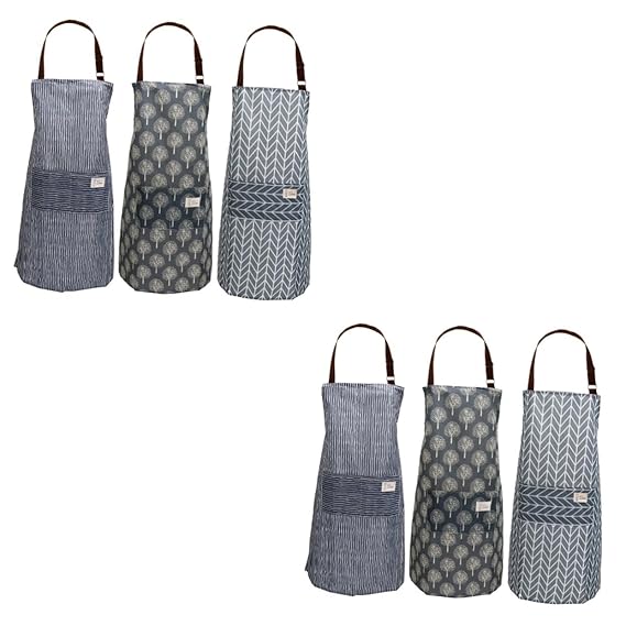 Uonlytech 6 Pcs Waterproof Apron Oilproof Apron Bbq Grill Apron Cotton Pocket Aprons Space Projection for Kids Cooking Bib Apron Cute Aprons for Women Mens Overalls Barbecue Work Water Proof,