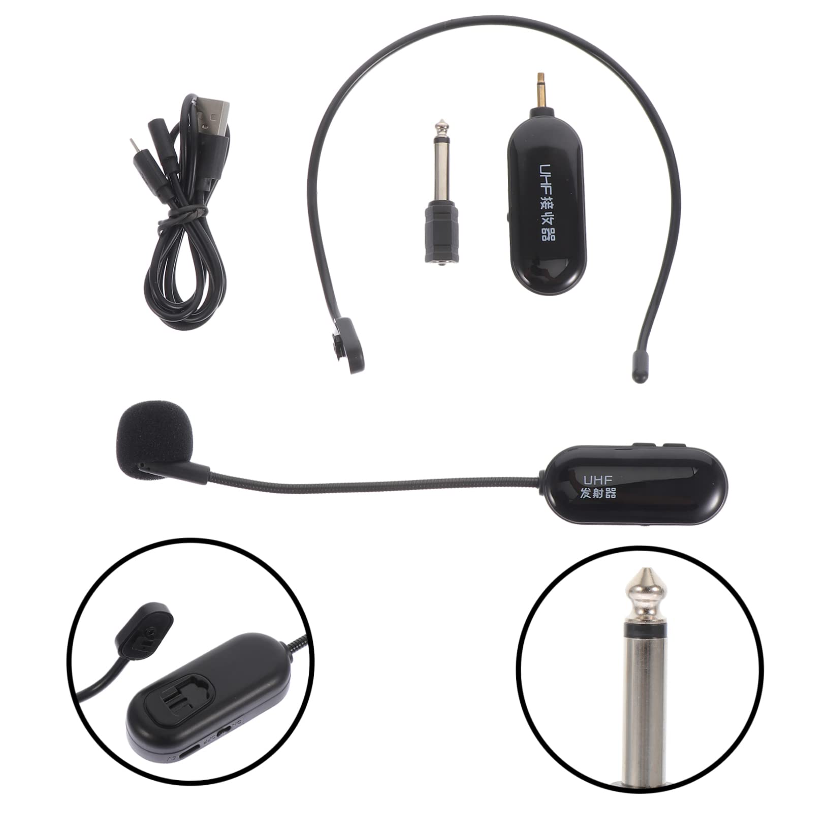 Kisangel Micrófono Inalámbrico UHF 720-820mhz Negro Auriculares