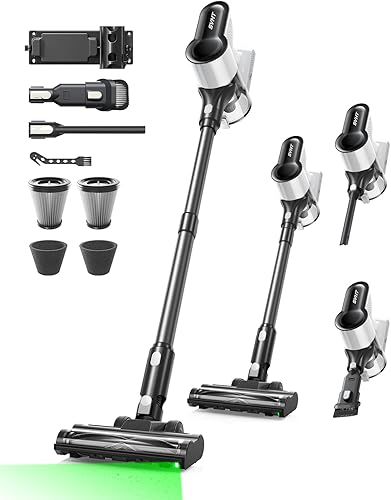 SVHT Cordless Vacuum Cleaner, 500W 45KPA 50Mins Stick Vacuum Cleaners for Home with LED Light, Self-Standing, Anti-Tangle Brush & 1.6L Dust Cup, Lightweight Vacuum for Pet Hair, Carpets, Hard Floors