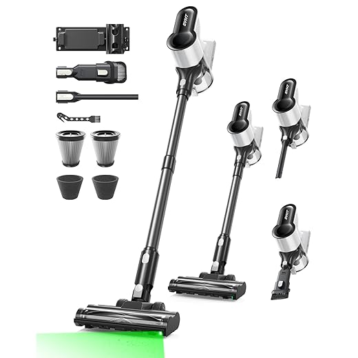 Cordless Vacuum Cleaner, 500W 45KPA 50Mins Stick Vacuum Cleaners for Home with LED Light, Self-Standing, Anti-Tangle Brush & 1.6L Dust Cup, Lightweight Vacuum for Pet Hair, Carpets, Hard Floors
