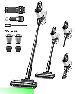 Cordless Vacuum Cleaner, 500W 45KPA 50Mins Stick Vacuum Cleaners for Home with LED Light, Self-Standing, Anti-Tangle Brush & 1.6L Dust Cup, Lightweight Vacuum for Pet Hair, Carpets, Hard Floors