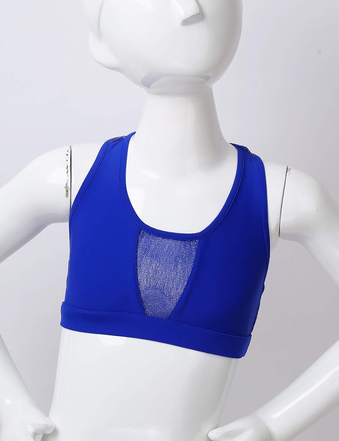 FEESHOW Kids Girls Mesh Spliced Racer Back Sports Bra Gymnastic Dance Crop Top Tank Tee Shirts