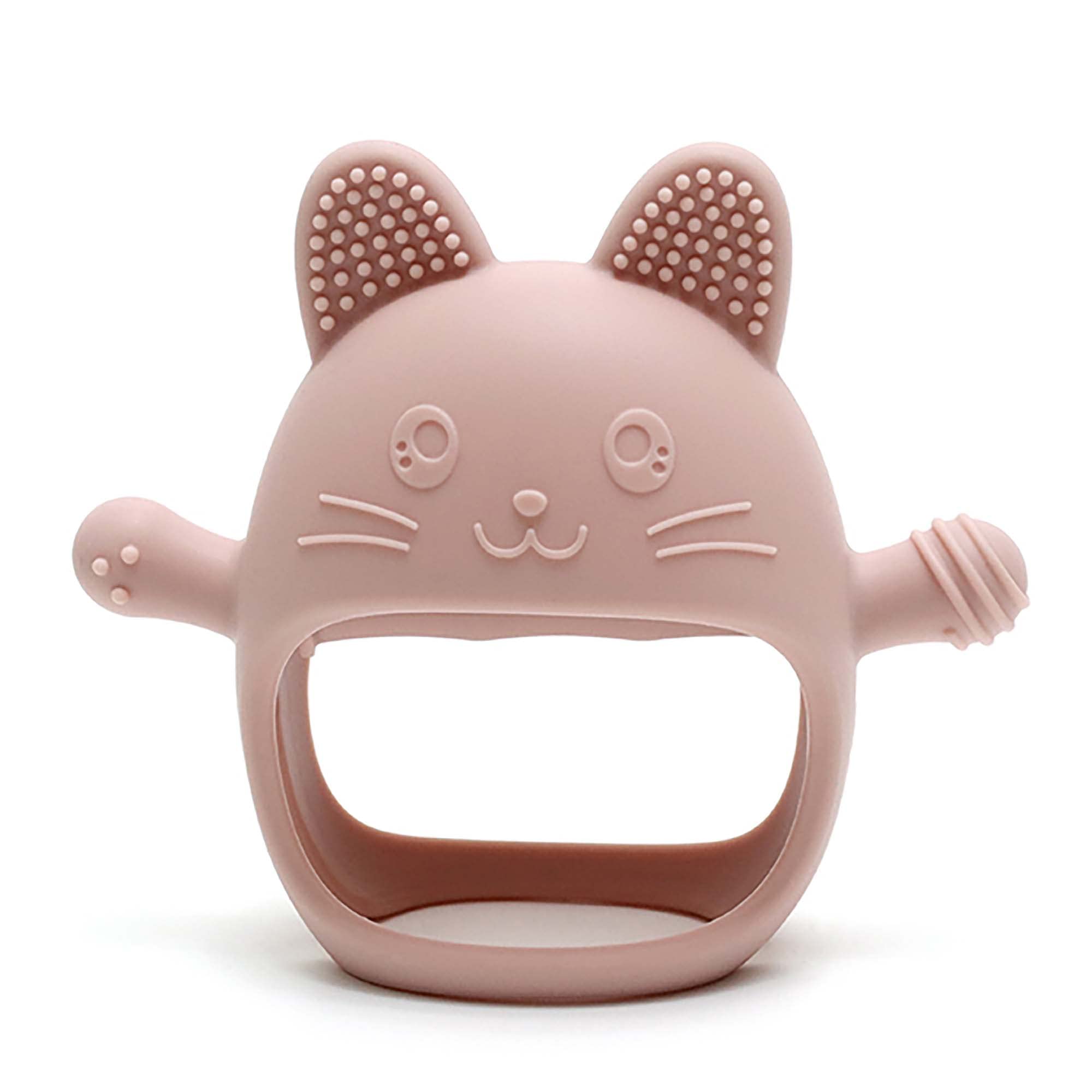 Food Grade Silicone Rabbit Teething Toys, Handle Wrist and Never Drop, BPA Free, Anti-Drop, Sustainable, Washable, and Non Toxic (Rose Pink)