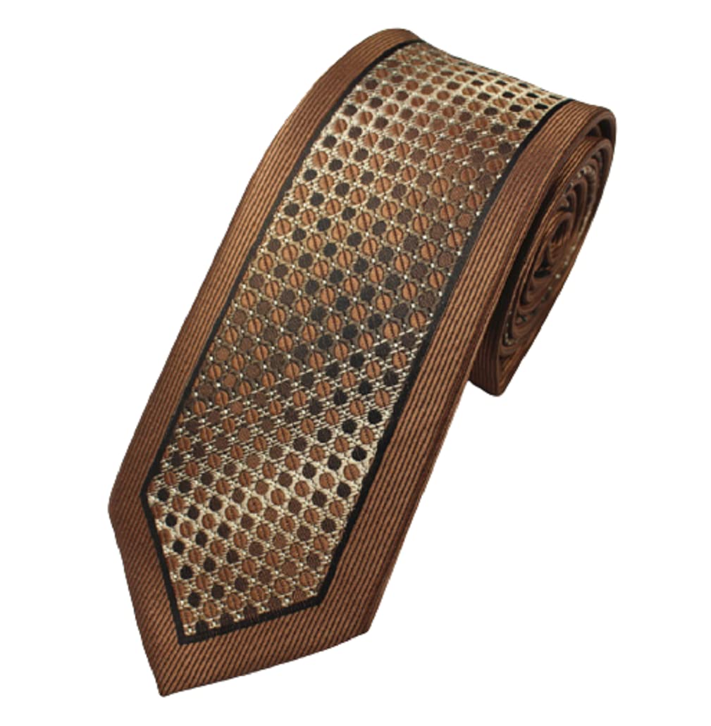 Ll Men's Brown L&L® Hand Made Premium Woven Black Ribbon Frame Paisley Jacquard Tie Wedding Event Uk (Brown)