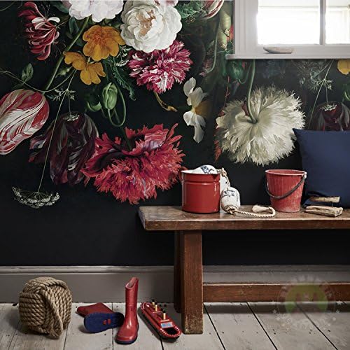 Lzhenjiang mural Retro Large Murals Hand Painted Flower Tv Background Wall Paper The Hotel Restaurant Bedroom Wallpaper275*235cm(W*H)