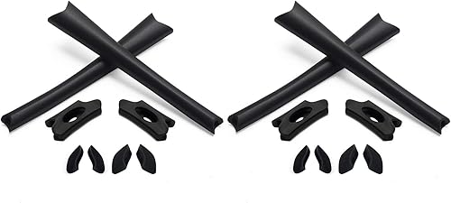 Eye Opening Stuff Kits de goma de repuesto para orejas y nariz compatibles con gafas de sol Oakley Flak JacketFlak Jacket XLJ - Negro y negro