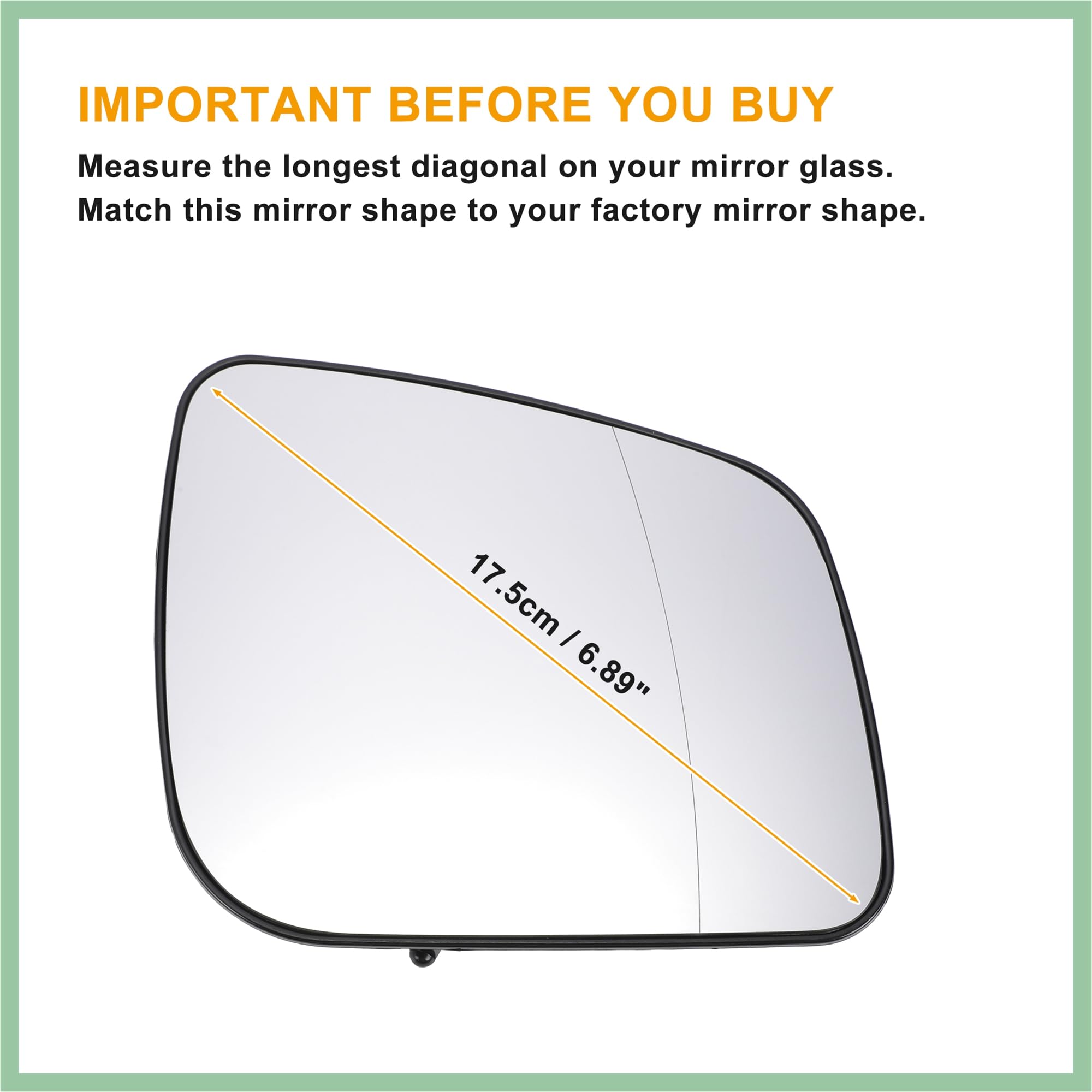 Specchio retrovisore destro per auto con vetro di ricambio con piastra di supporto asferico riscaldato bianco per Mercedes Classe A W169 B-CLASS W245 2008-2012 Sostituzione Auto
