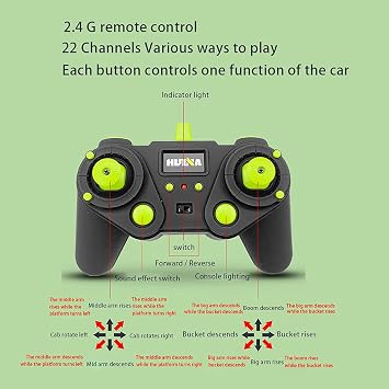 1:14 2.4G 4-in-1 RC Excavator with Ball Grabber/Wood Catcher/Breaking Head, 22CH RC Construction Vehicles with Dual Crawler & Realistic LED Lights Effects, Gifts for Adults Hobbyist