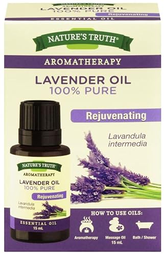Nature's Truth Essential Oil - 100percent Pure Lavender Oil Lavandula Intermedia Pure and Plant-Based Massage Oil, Aromatherapy or For Bath/Shower 15 ml (Packaging may vary) - Lavender - 15 ml (Pack of 1)