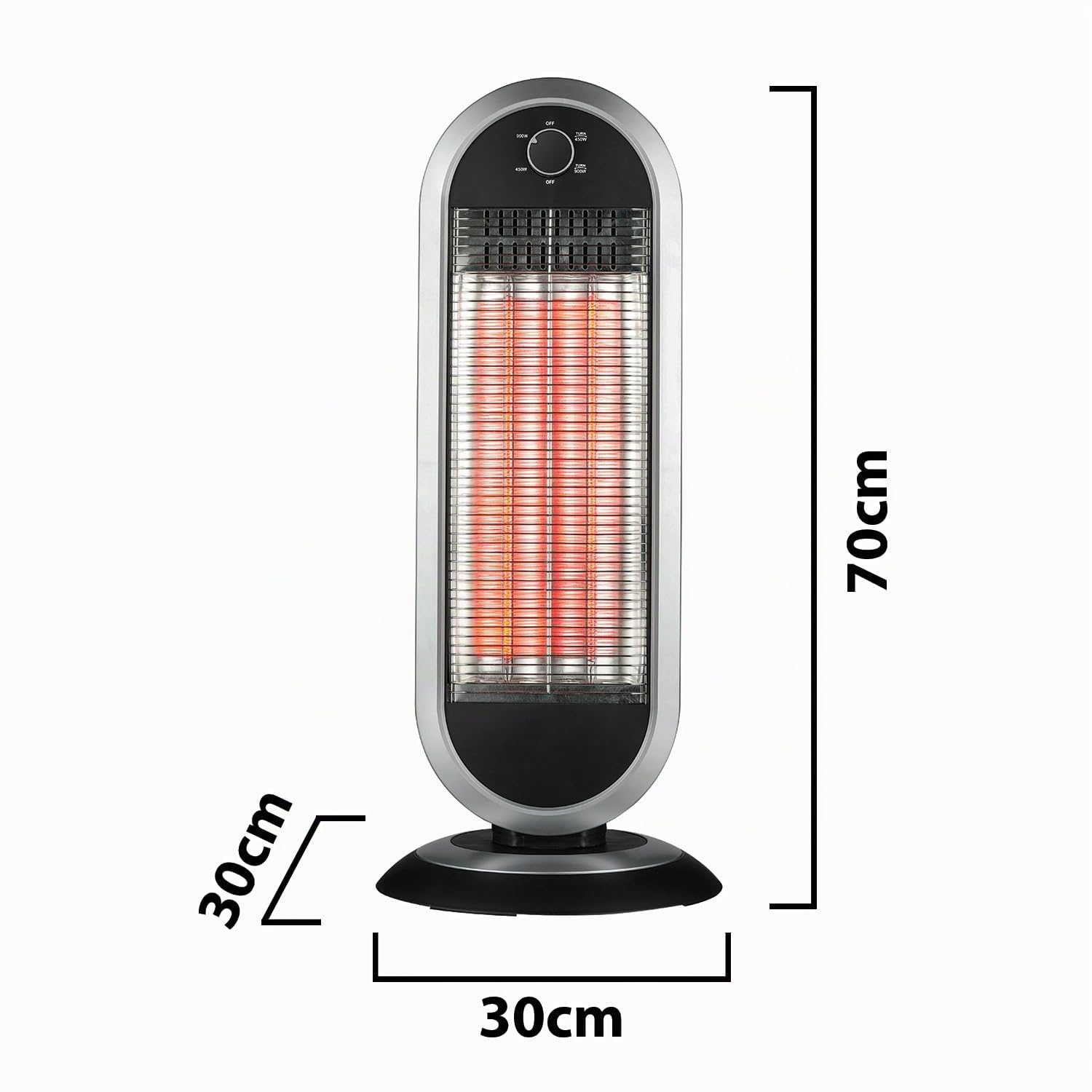 Radiatore a carbone 900W con base oscillante. Antracite