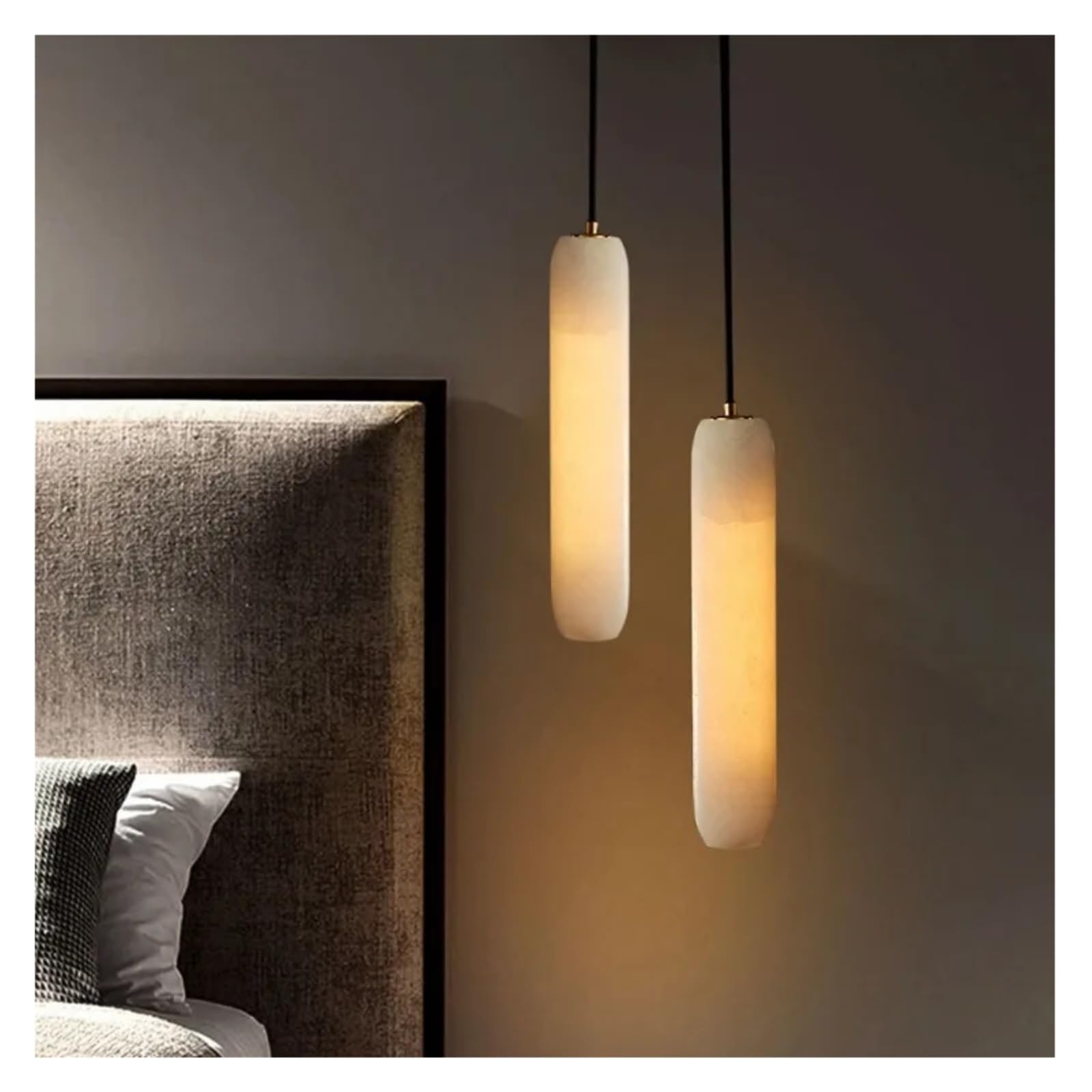 Olskfuh Size_name Modern And Minimalist All Copper Natural Marble Chandelier Suitable For Bedroom Bedside Study Balcony Restaurant E14 Decoration,-2Heads