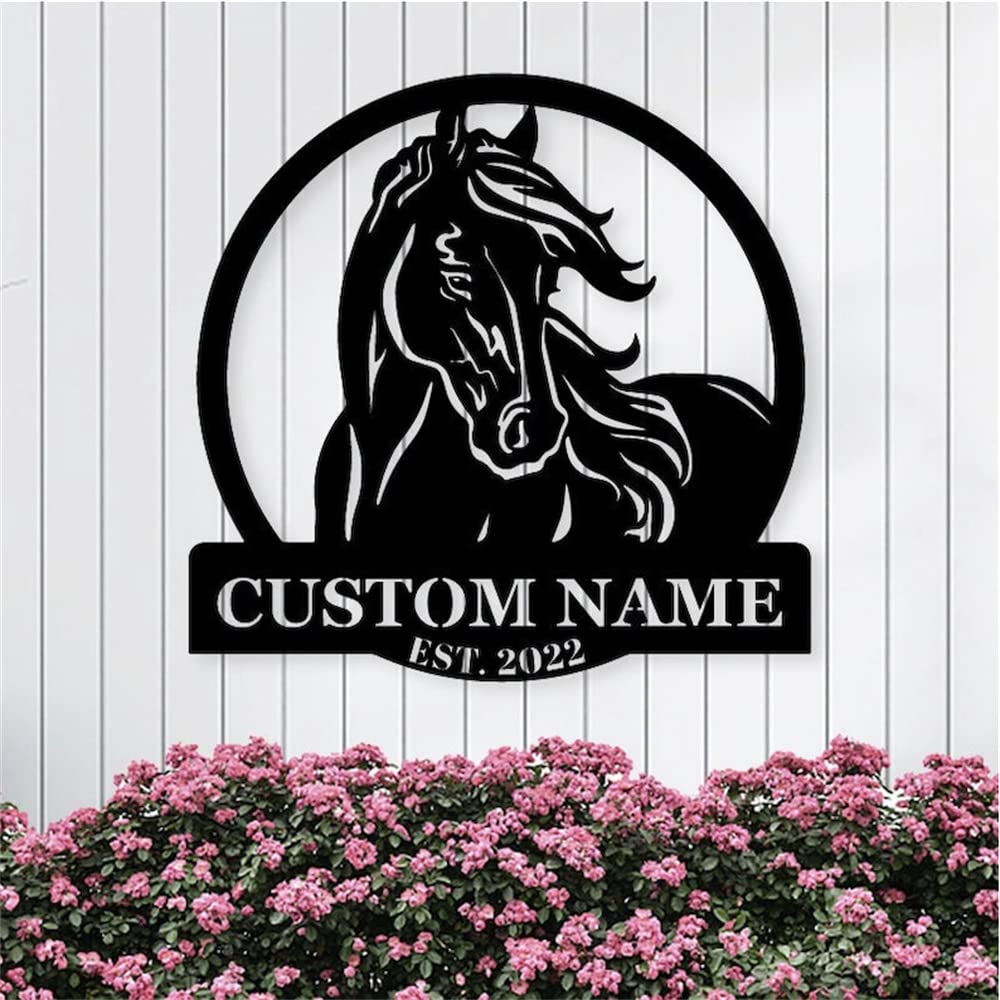 Cavallo Metallo Wall Art, Horse Farm Segni Metallo Esterno, Personalizzato Cavallo Indirizzo Segno