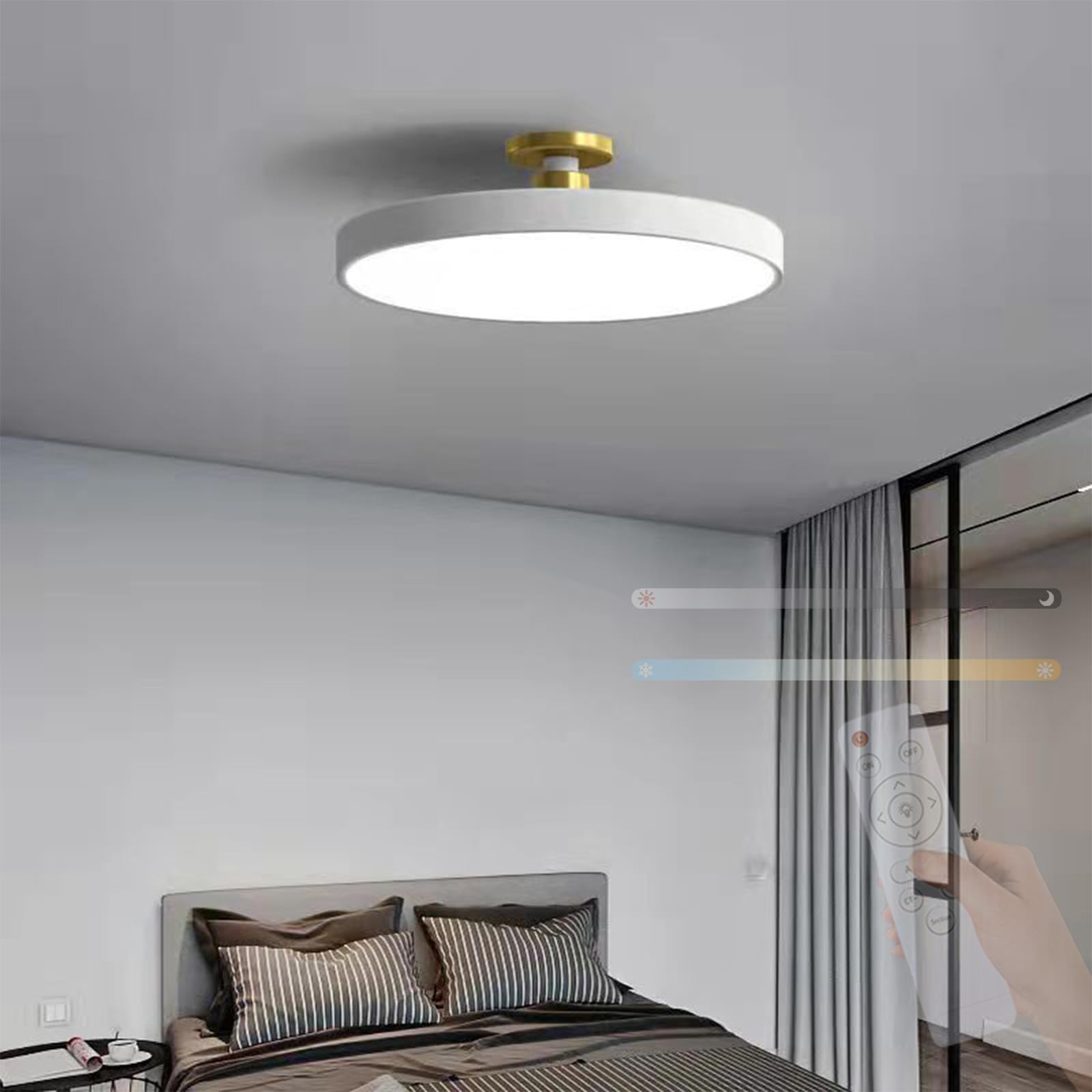 LED Acryl Deckenleuchte 3 Farbtemperaturen Dimmbar Deckenlampe mit Fernbedienung Deckenleuchten Modern Rundes Design 2700K-6500K Deckenleuchte Badzimmer Küchenlampe (Weiß,40cm)