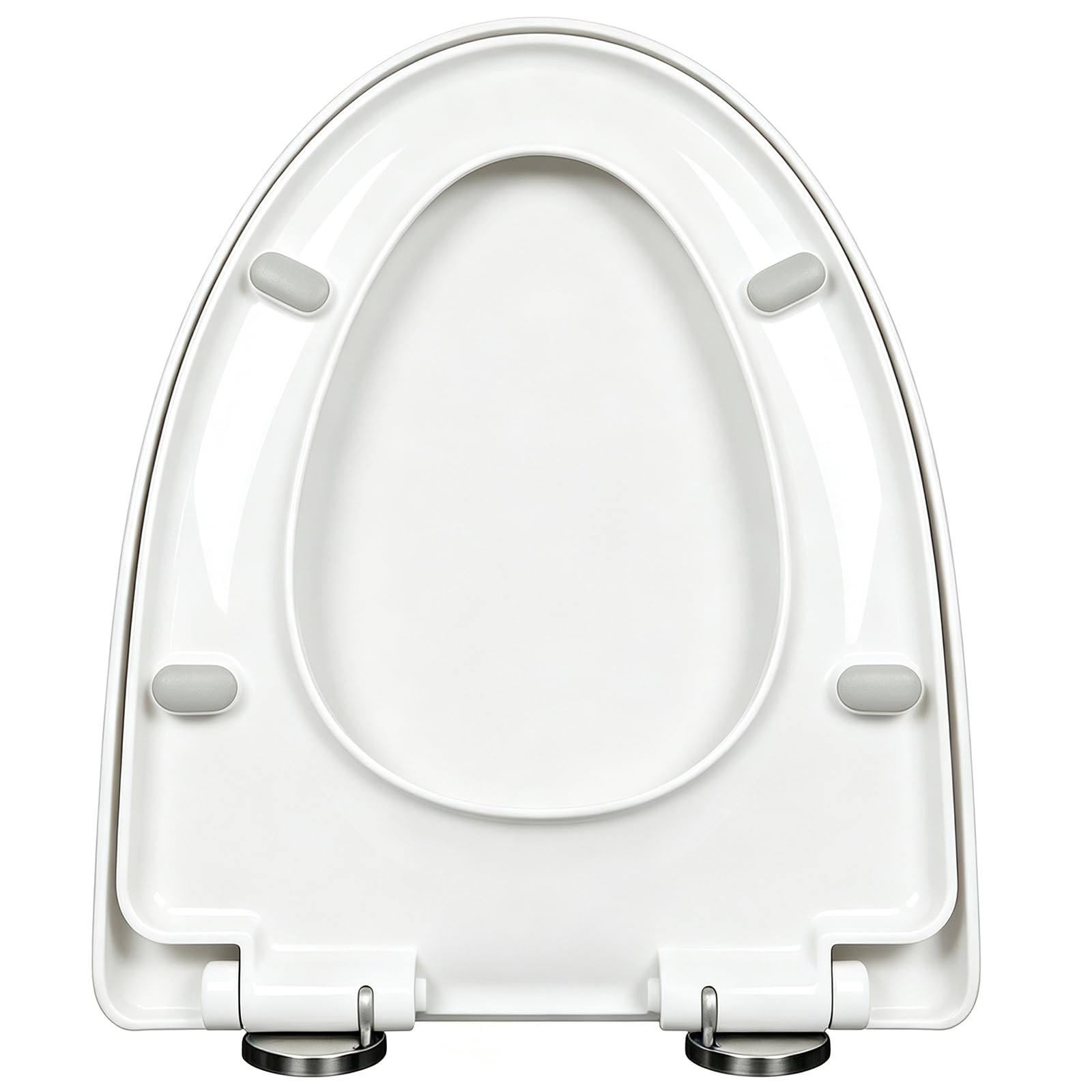 Brigtviee White Toilet Seat With Slow Close Hinges, V Shape Toilet Seats