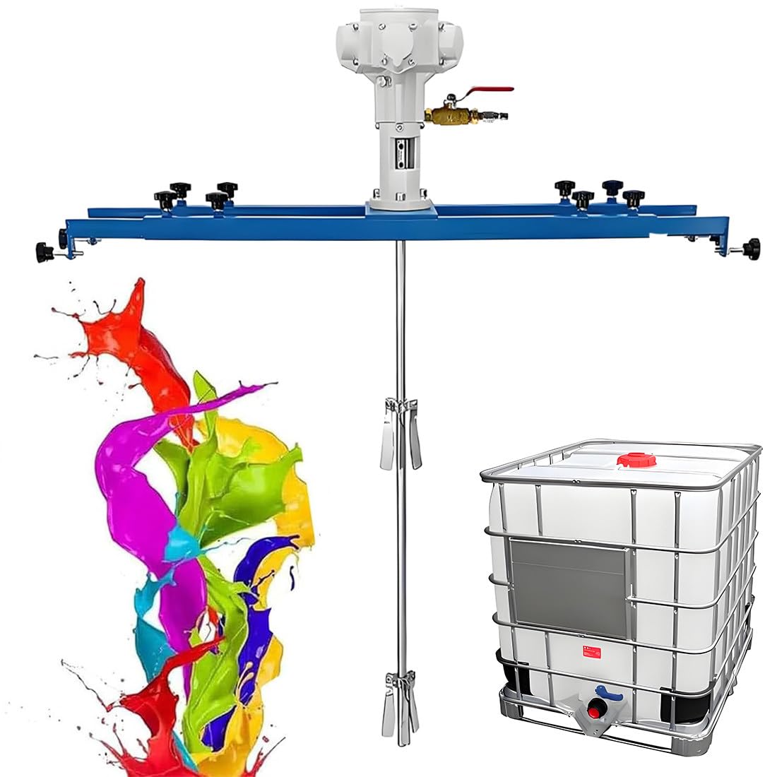 Agitador Neumático para Tanques IBC, con Eje Sus Y Hélices Plegables, Agitador De Pintura, Agitador De Aire con Soporte Y Agitador De Disolvente De Tinta Threecylinder