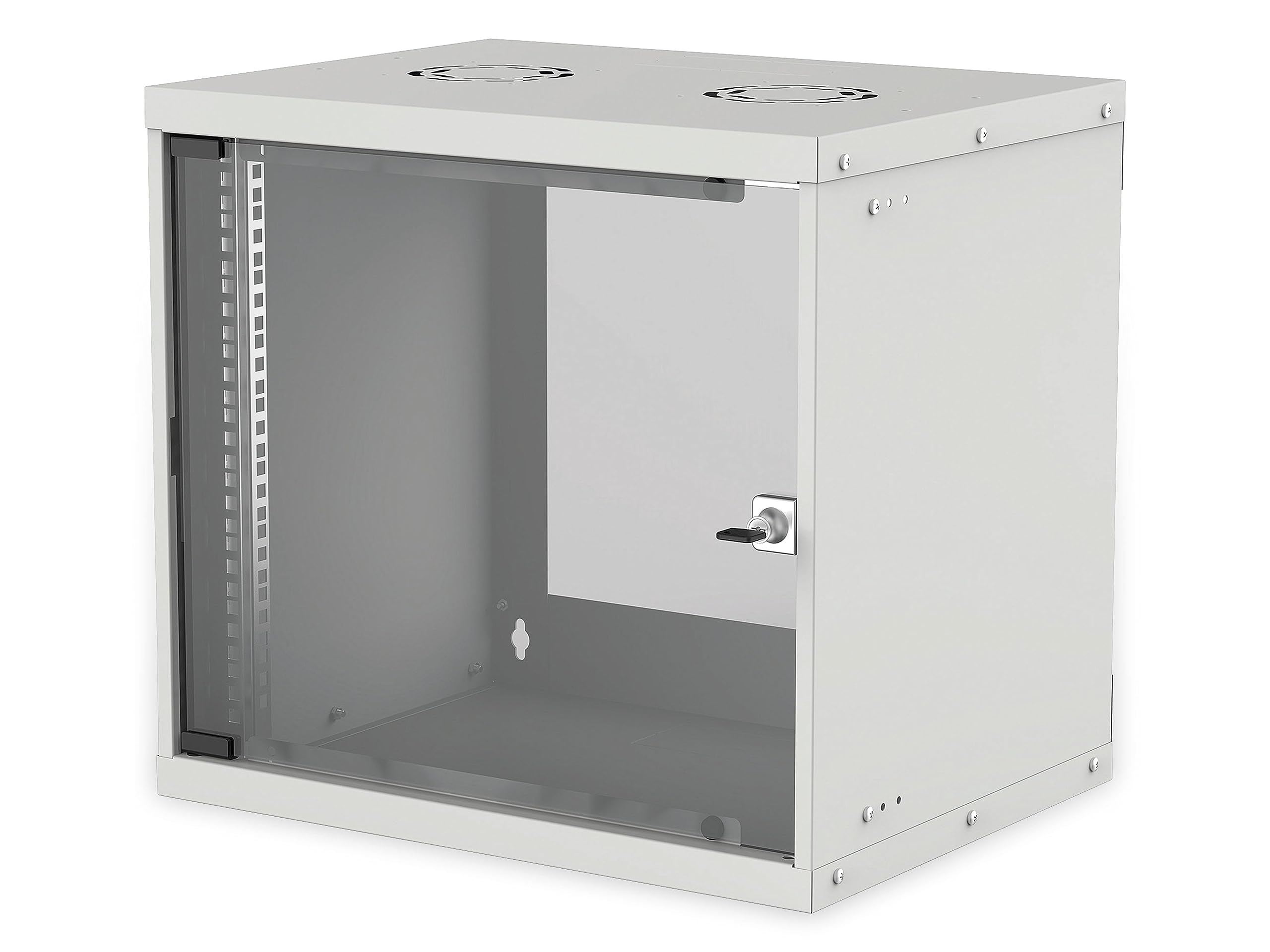Intellinet Network Cabinet, Wall Mount (Basic), 9U, Usable Depth 340mm/Width 485mm, Grey, Flatpack, Max 50kg, Glass Door, 19", Parts for wall installation (eg screws and rawl plugs) not included, Three Year Warranty