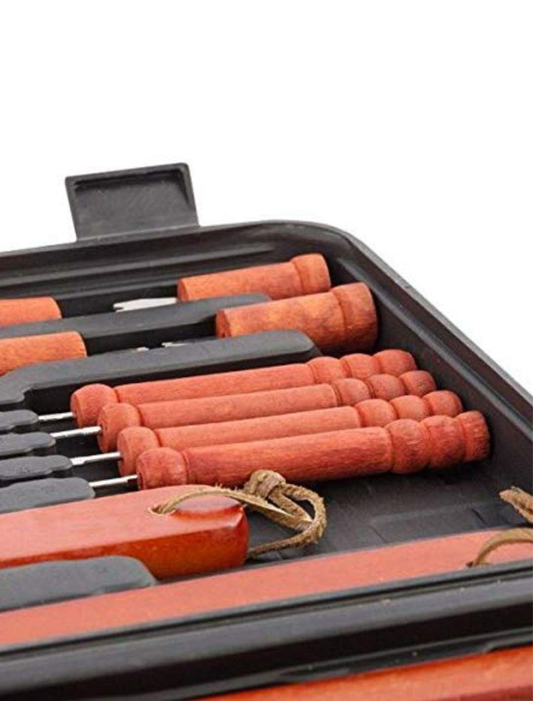 Set Kit Accessori barbecue con valigetta utensili griglia BBQ posate grill 18 pz weber acciaio Inox lavabile grigliate regalo di natale