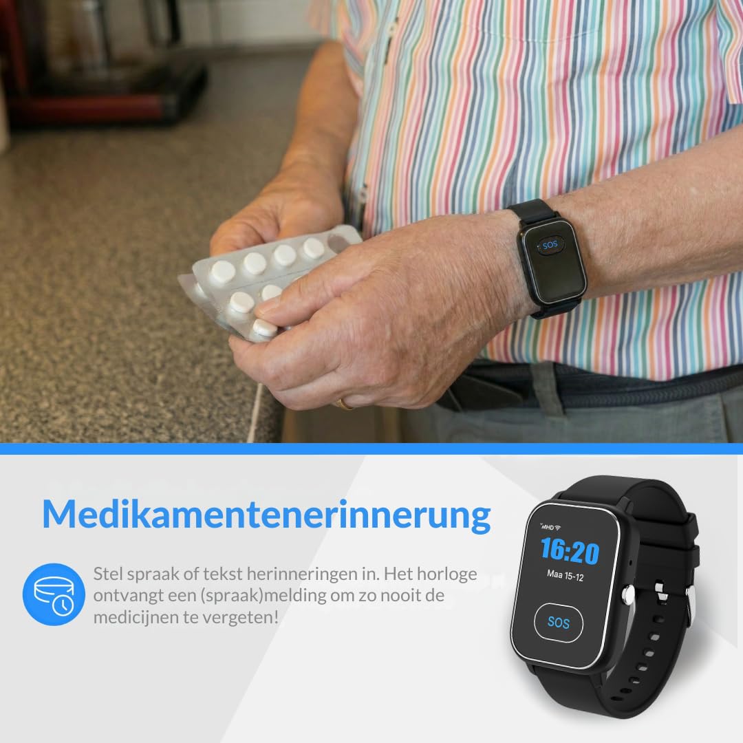 KUUS. S4 Notruf Uhr mit Sturzerkennung - Notrufknopf für Senioren - GPS Tracker Senioren mit Ortung. Senioren Smartwatch mit SIM Karte ohne Handy - Demenz Uhr Hilfsmittel Notfallarmband Erwachsene