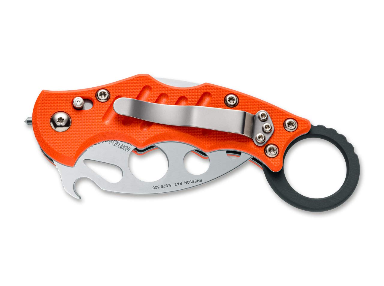 FKMD Unisex – Karambit 599 XT Trainer scyzoryk, pomarańczowy, 17,5 cm