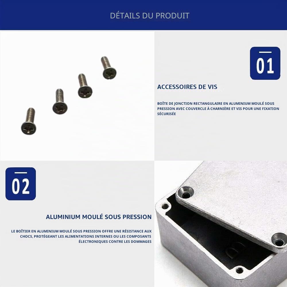 Supertool Boîtier de projet électronique étanche en aluminium moulé sous pression pour alimentation externe (1Pcs-1032L, 254 x 71 x 52,5 mm)