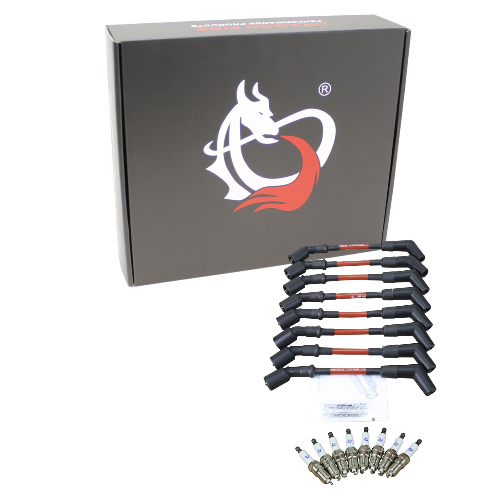 Spark Plugs And 500 Ohm Wires For 2014-2021 Cadillac Chevy GMC 5.3