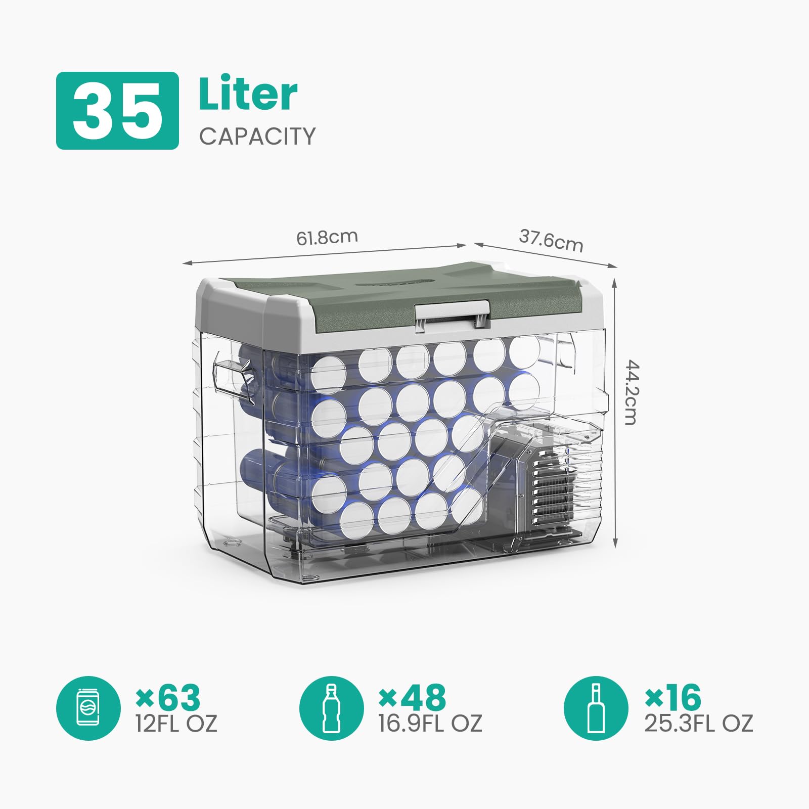 Alpicool Frigorifero Portatile Elettrico 35L, Frigoriferi per Auto 12/24V DC 100~240 Volt AC Frigo Portatile, -20℃-20 ℃,Mini Frigorifero da Campeggio per Camion Barca Viaggio Picnic